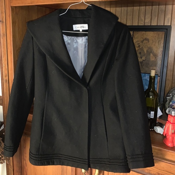 C  as Lviv Klein wool and viscose blend shawl collar coat. Never worn . 1989 ret - Picture 1 of 9